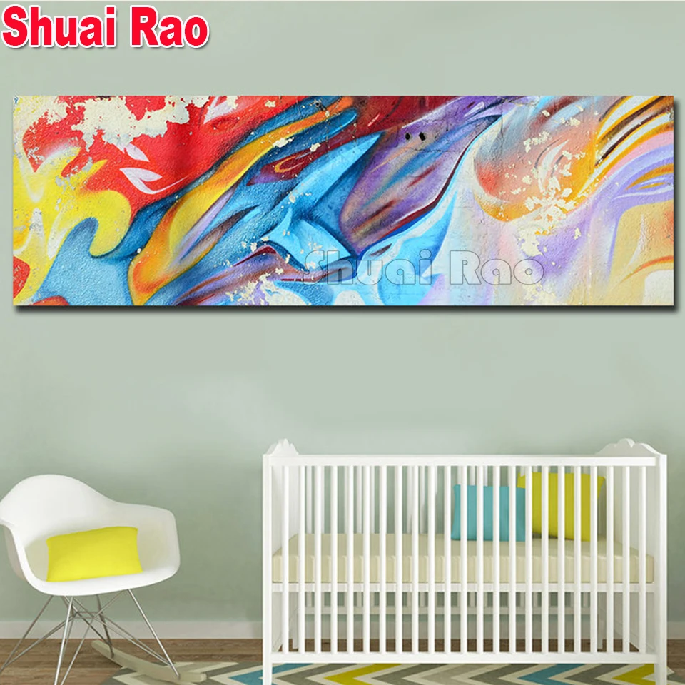 

large Modern Decor Colorful Abstract 5d diy diamond painting Full square round diamond embroidery mosaic Daimant painting Gift