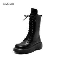 2021 new lace up zipper womens boots thick soled boots casual comfortable boots leather boots fashion boots commuter shoes