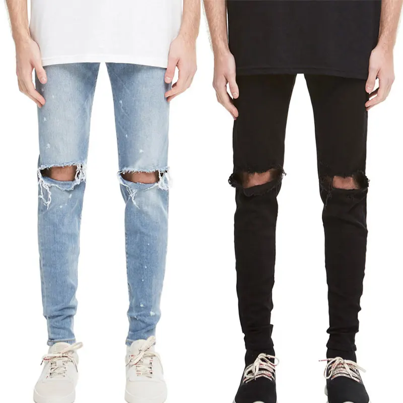 Рваные байкерские джинсы в горошек для мужчин 2020 брендовые обтягивающие мужские