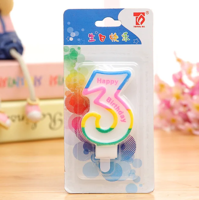 1 шт. милые цветные свечи с цифрами на день рождения для детей и взрослых 2 3 4 5 6 7 8 9 0