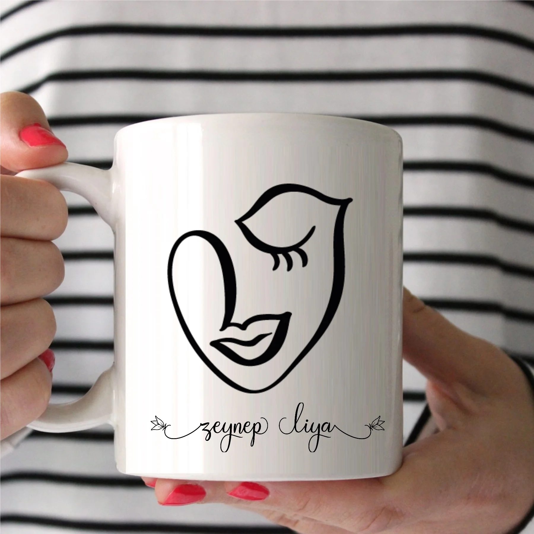 

Personalized Abstract Faces Design White Mug-3