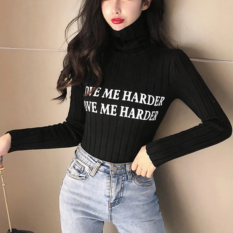 Lucyever весенний белый черный вязаный свитер с буквенным принтом для женщин 2020