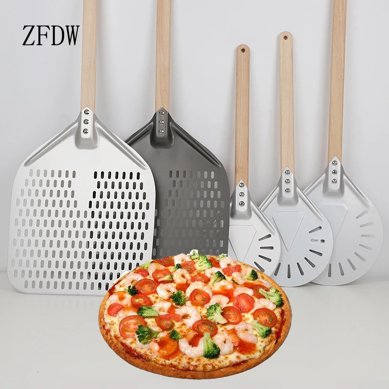 

Pizza Shovel Kitchen Tools 7/8/9 Inch Portable Aluminum Peel Wooden Handle Punch Oven Transfer Epidural Anode Nonstick Round Pan