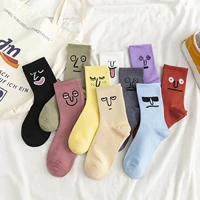 3 pairs ins hot style funny expression sock comfortable sweat absorbent breathable socks cotton middle tube socks wholesale