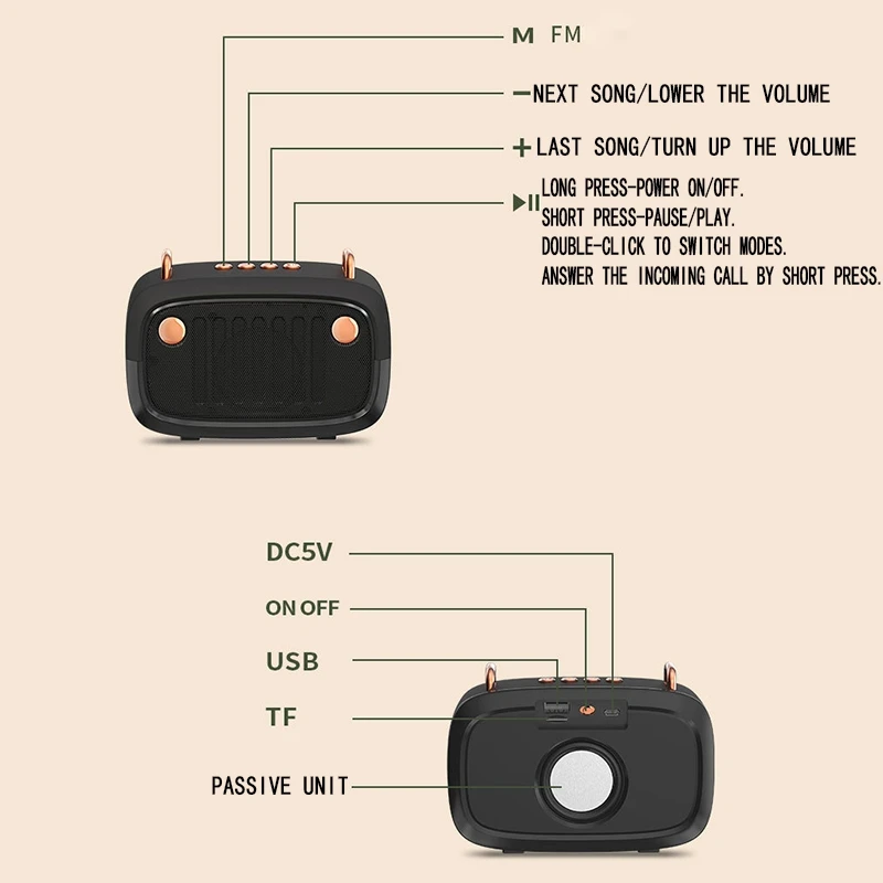 

Wireless Speaker Mini Portable Bluetooth V5.0 Small Stereo Car Subwoofer USB Outdoor Loudspeake Support TF Card