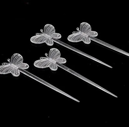 B plastic 200 шт одноразовые тарелки в форме бабочки, фруктовые вилки, палочки, ужин, зубочистка, Коктейльные Палочки, буфет, кекс, топперы, вечерние принадлежности - Цвет: B plastic