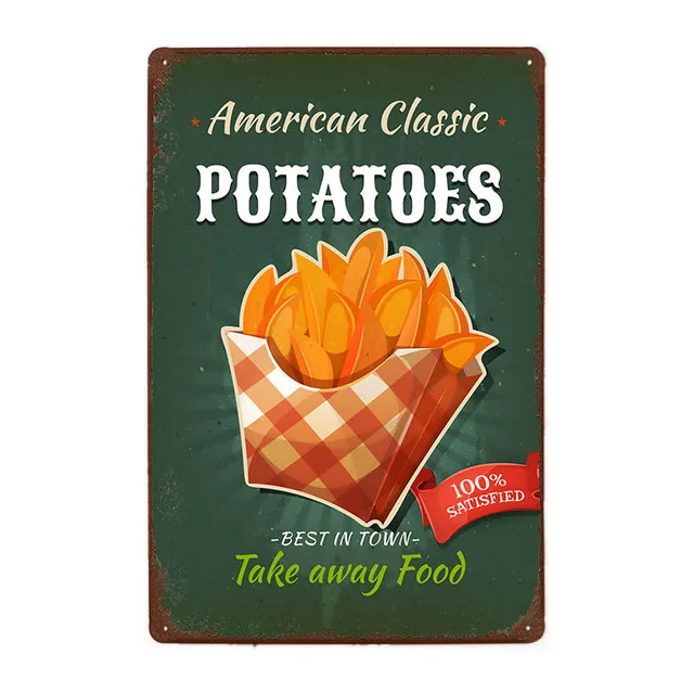 Плакат для фаст-фуда гамбургер/Пицца/сэндвич/сушис/Картофель фри ретро