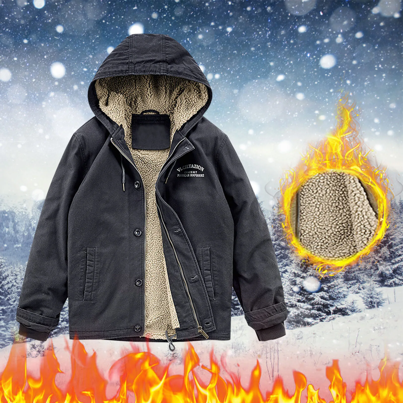 

Men Winter New Classic Warm Fleece Hat Long Parkas Jacket Coat Men Autumn Vintage Outwear Outfits Pockets Parka Jackets Men 4