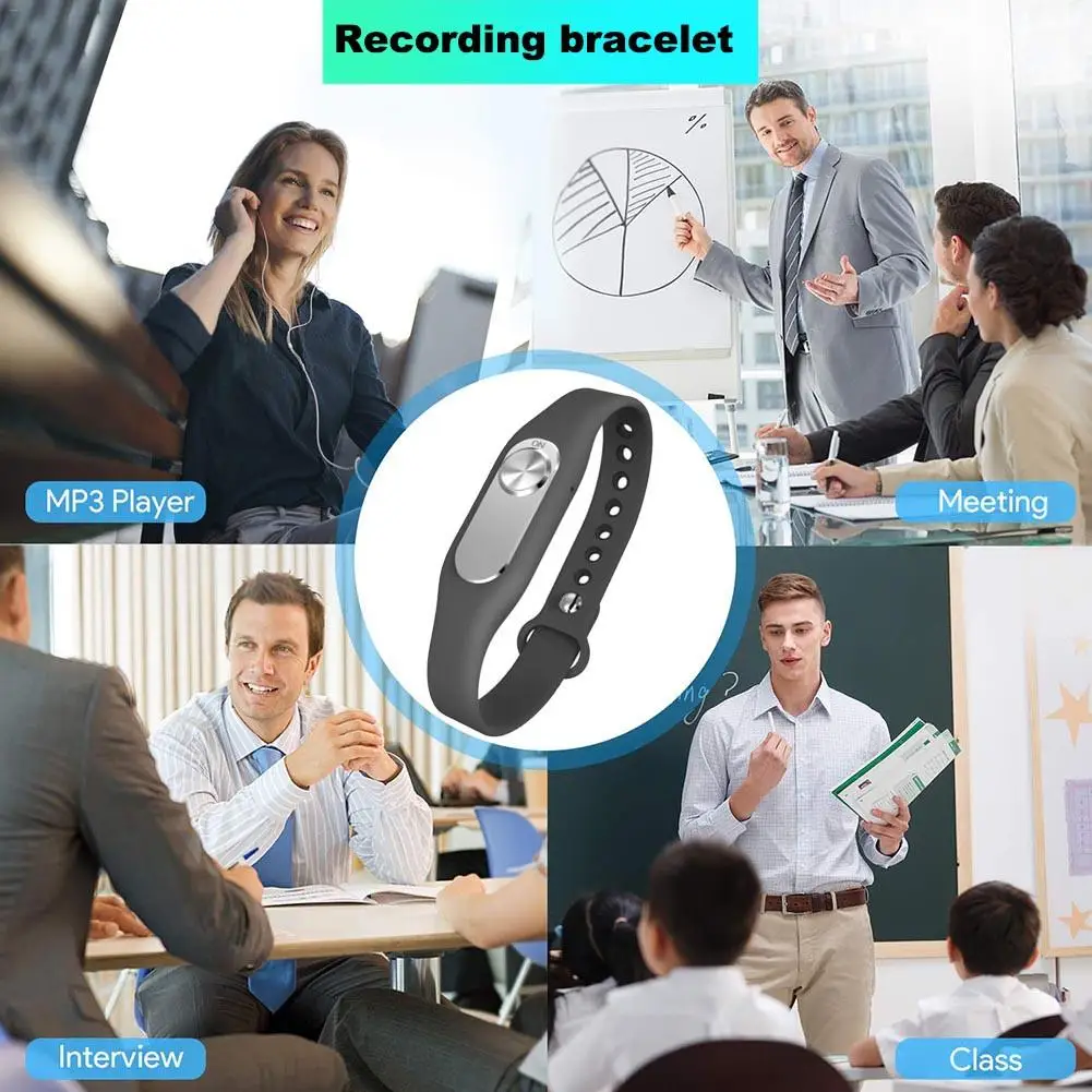 Портативный аудио рекордер 8 Гб 140 часовой записываемый браслет для ношения