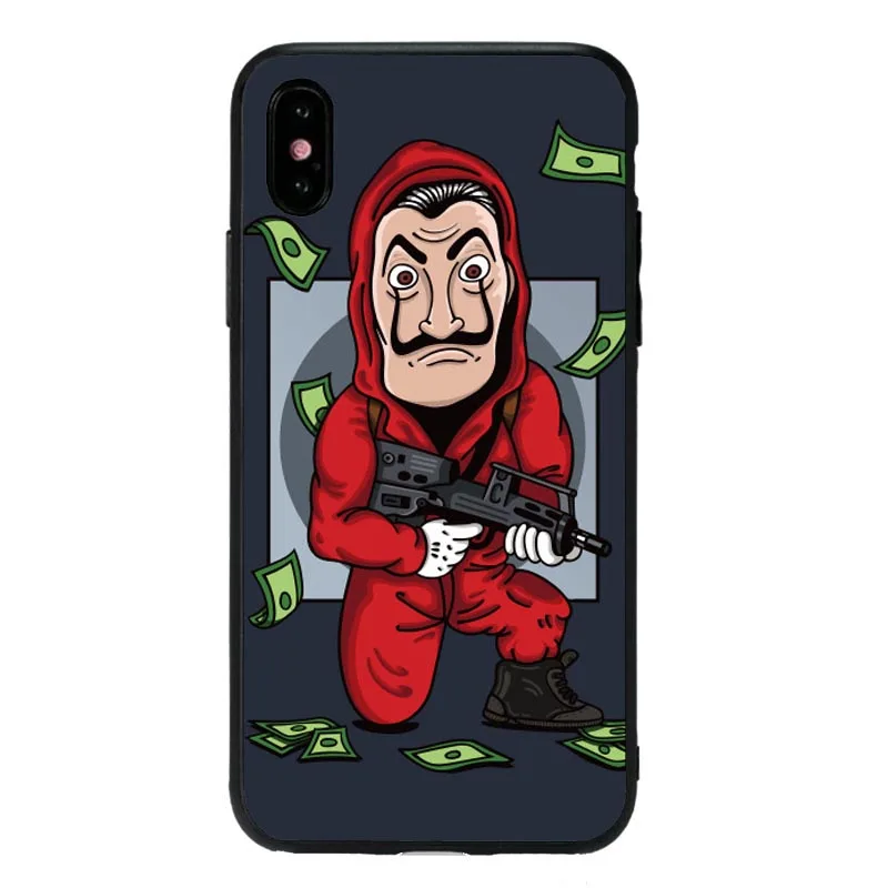 TPU La Casa De Papel case for iphone X XR XS MAX soft tpu phone cover for iphone 6 6S 7 8 PLUS Money Heist caso for 7plus coque - Цвет: TPU