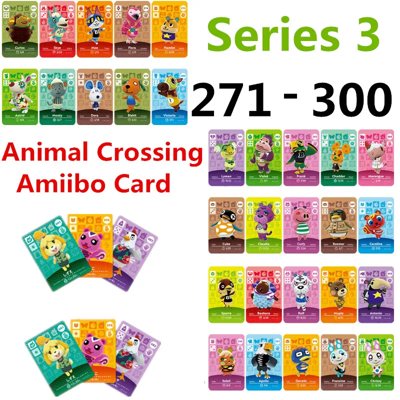 Series 3 (271TO 300) Animal Crossing Card Amiibo Work for NS Games NFC Amibo Switch Ankha Welcome Stickers New Horizons | Безопасность и