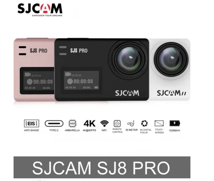 Спортивная камера SJCAM SJ8 Pro 4K 60fps водонепроницаемая с двойным сенсорным экраном Wi Fi