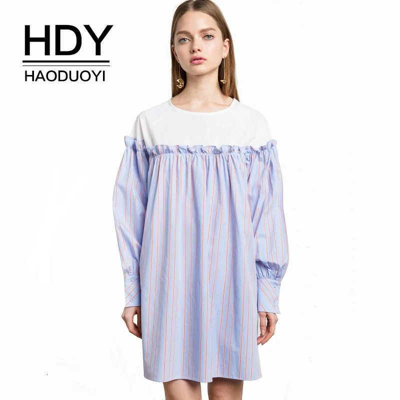 Платье HDY Haoduoyi женское повседневное свободное с длинным рукавом мини