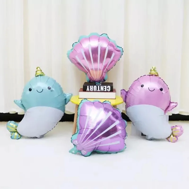 1 шт. воздушные шары Нарвал КИТ Морская ракушка мультфильм океан море животное