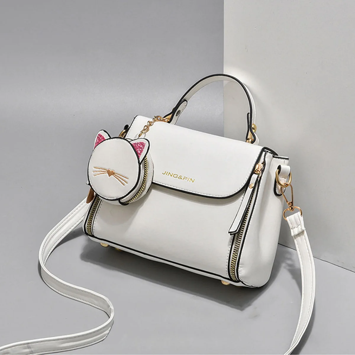 

Сумка-мессенджер женская из искусственной кожи, с рисунком кошки