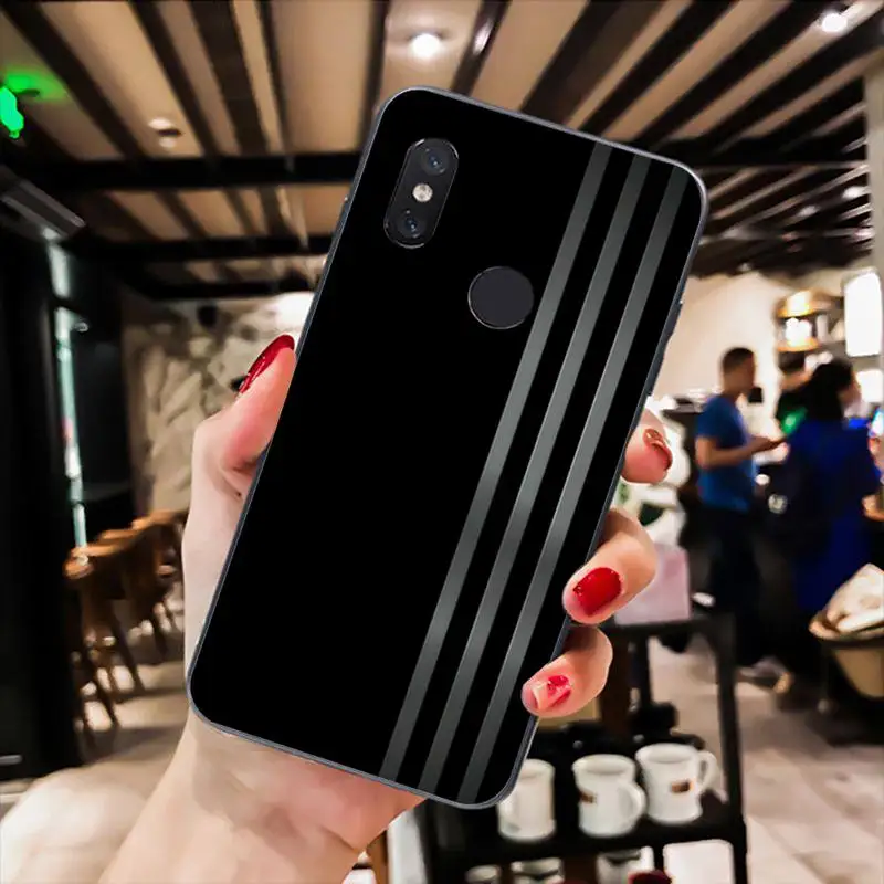 

Classic Three Bars Phone Case For Redmi 9A 8A 7 6 6A Note 9 8 8T Pro Max Redmi 9 K20 K30 Pro Black Silicone Soft TPU Case