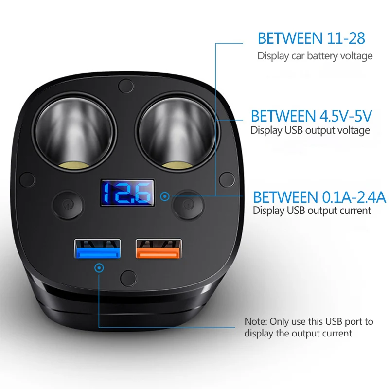 12 В 24 в прикуриватель зарядное устройство с двумя отверстиями QC3.0 Быстрая зарядка