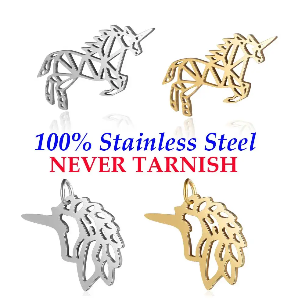5 шт. полые амулет в виде единорога оптовая продажа 100% нержавеющая сталь DIY