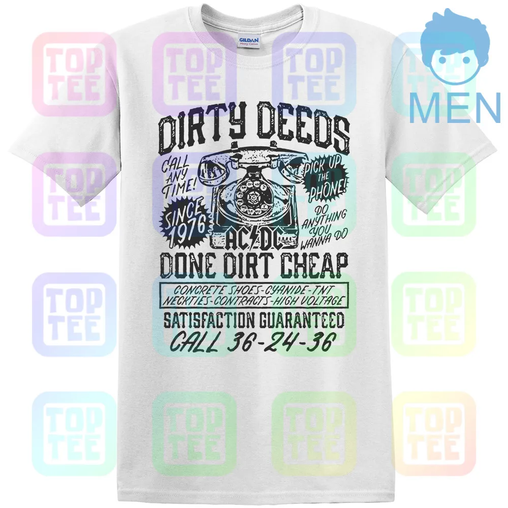 AC/DC Dirty deades Dirt дешево взрослая футболка тяжелый металл музыка - Цвет: MEN-WHITE