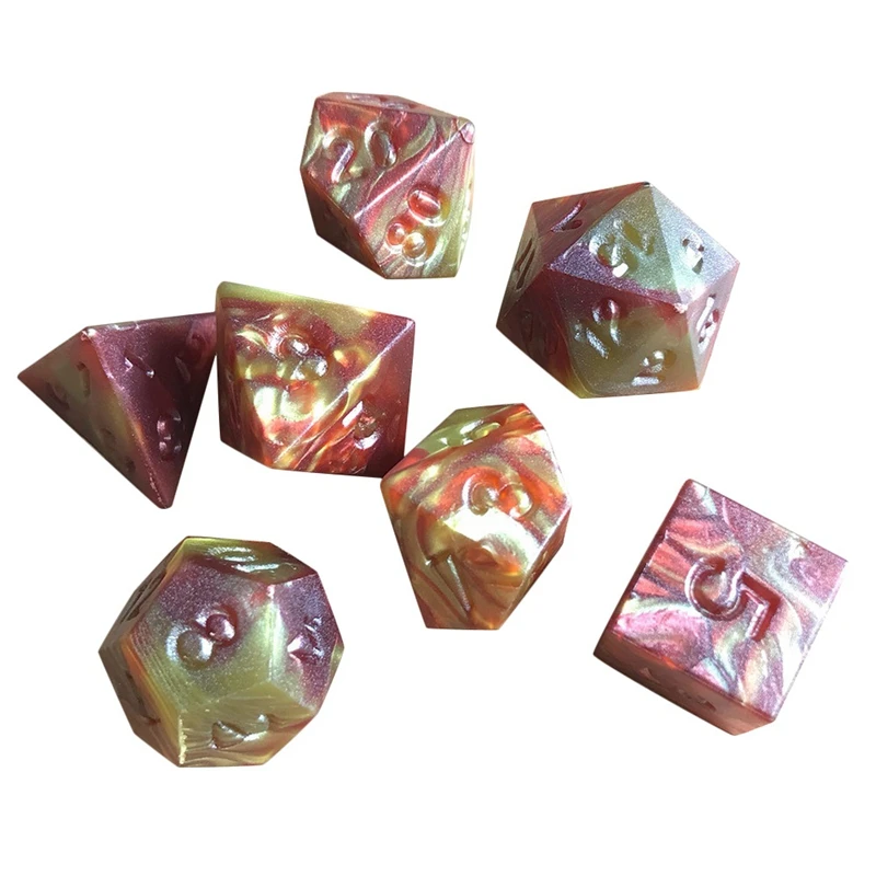 

7 Pcs Set of Sharp-Edged Multi-Faceted Dice Acrylic Double-Color Digital Dice Game Personality Dice DND
