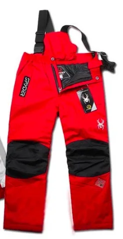 red pants Лыжные комплекты для мальчиков и девочек, зимняя водонепроницаемая ветрозащитная детская Лыжная куртка, Детские уличные теплые спортивные костюмы с капюшоном для сноуборда - Цвет: red pants