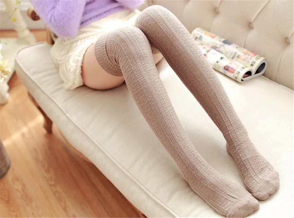 Женские хлопковые носки выше колена теплые длинные зимние чулки B686 |