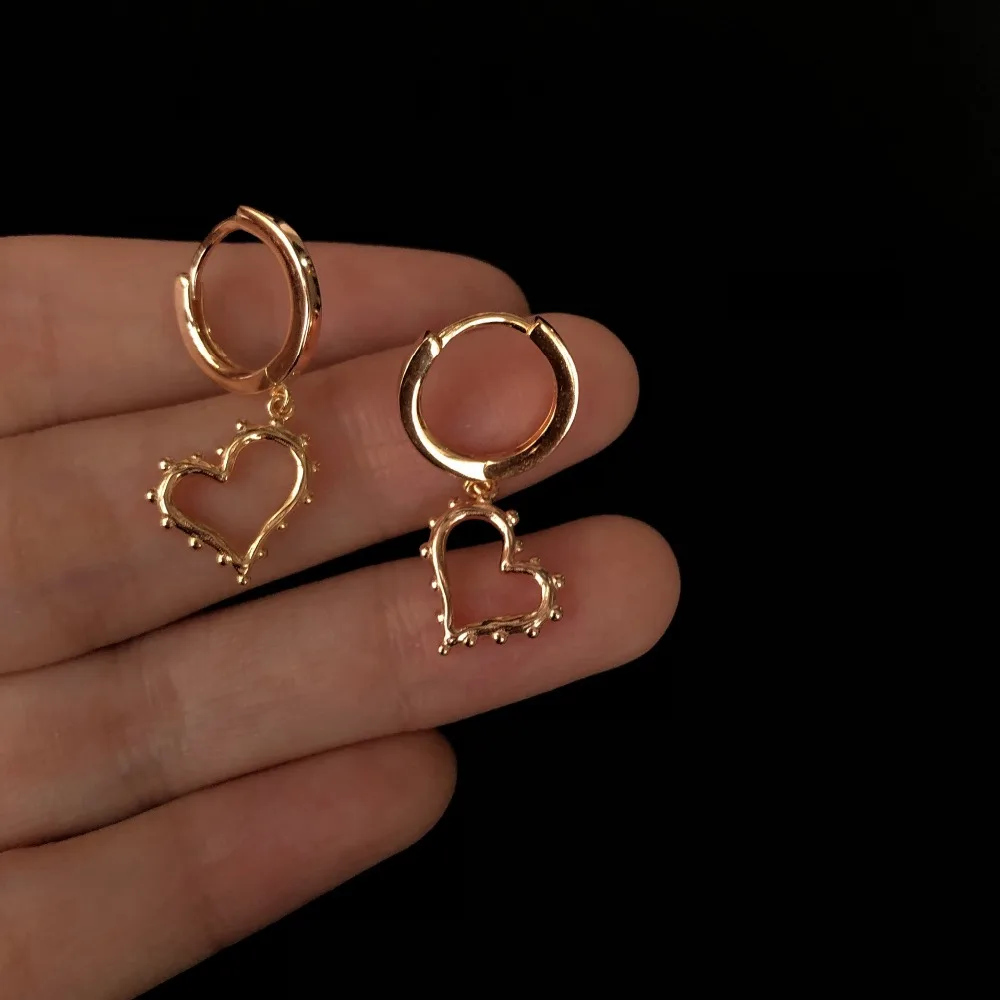 Серьги из стерлингового серебра 925 пробы, модные, полые, сердце, короткий кулон, висячие серьги, сладкий тренд, женские серебряные серьги для девочек, ювелирные изделия