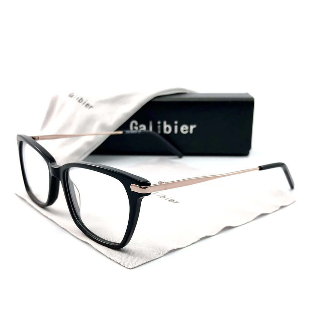 

GALIBIER Acetate Glasses Black Eye Glasses Frames For Women Cat Eye Fashion Spectacle Frame Promotion