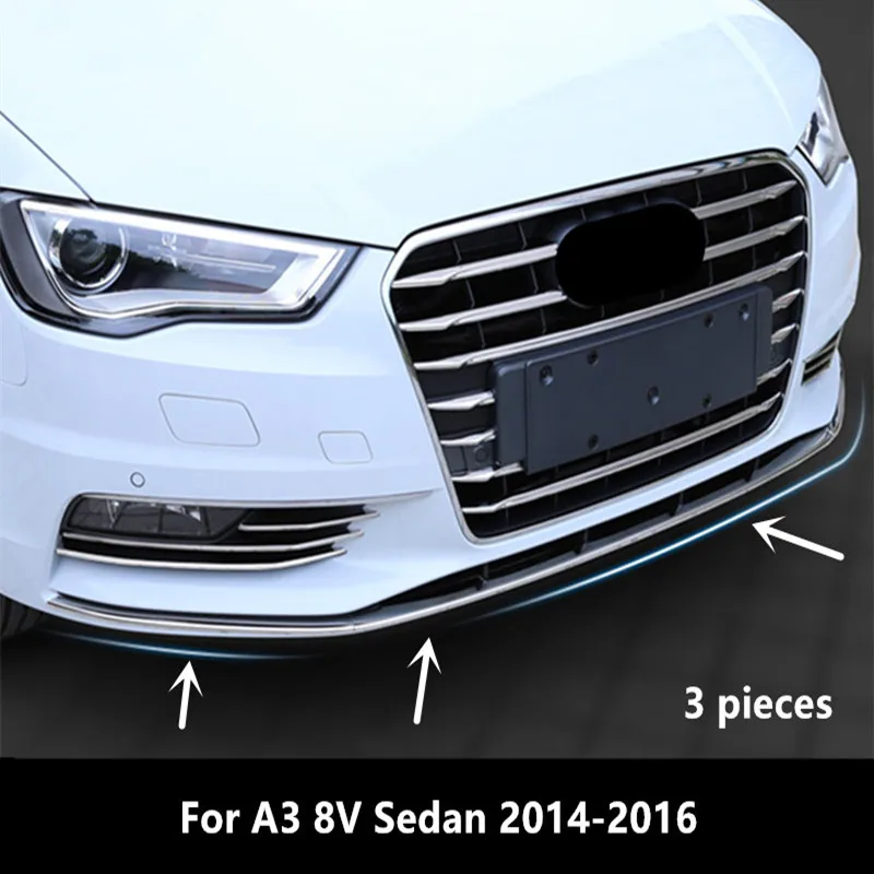 Отделка переднего бампера из нержавеющей стали полоски с блестками для Audi A3 8V