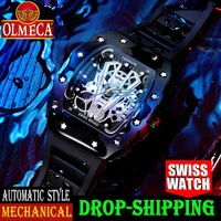 olmeca mens luxury famous top brand military army fashion sport automatic mechanical dial style waterproof luminous chronograph