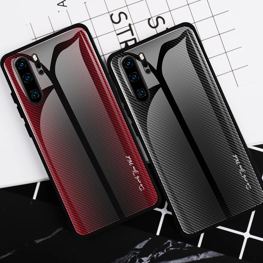 Для Huawei P30 P20 Lite 2019 Pro градиентные чехлы из закаленного стекла текстурный