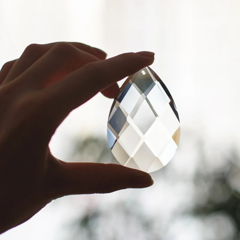 76mm Glass Art Crystal Prism Pendant Chandelier Lamp Hanging Ornament DIY Suncatcher Faceted Teardrop | Лампы и освещение