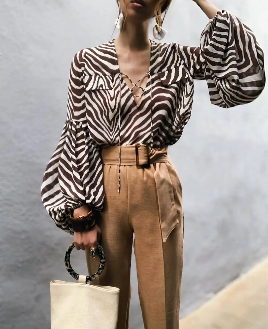 

Alternative Striped Zebra Sexy Blouse for Woman 2020 Summer Autumn Harajuku Designer Luxury Woman Clothing