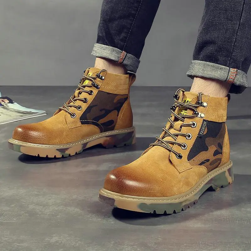 Мужская обувь из натуральной кожи Камуфляжные мужские военные ботинки