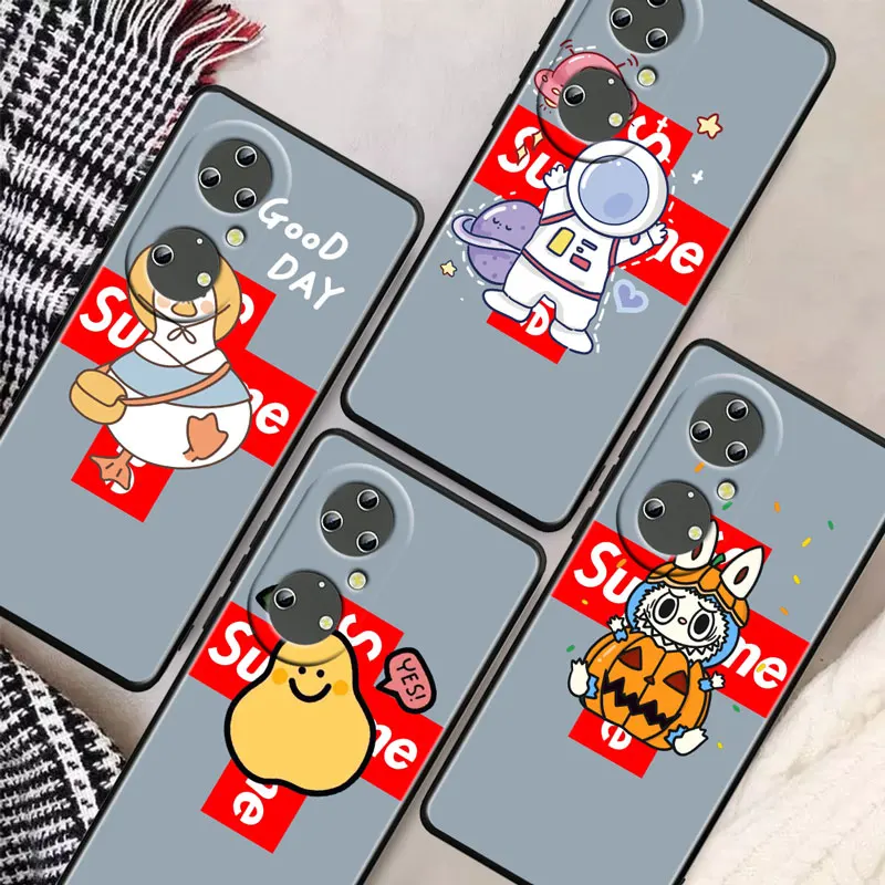 

surper cartoon cute Soft Silicone Shockproof Black Phone Cover For Huawei P30 Pro P40 Lite P20 P50 5G P10 Plus Case