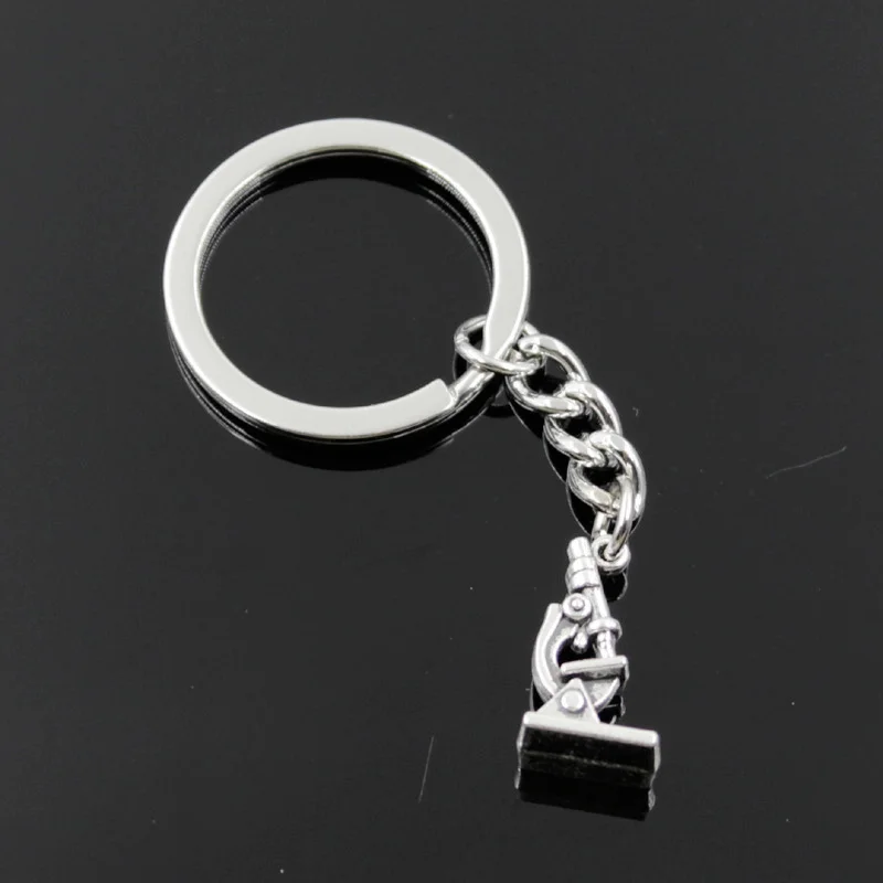 Новый модный мужской брелок 30 мм, DIY металлический держатель, цепь, микроскоп, инструмент 21x11x8 мм, серебряная подвеска, автомобильный брелок в подарок