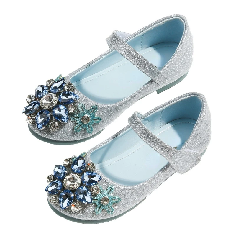 Children's Dress Princess Shoes 2022 Autumn New Flat Leather Shoes Soft Bottom Little Girl's Crystal Shoes enlarge
