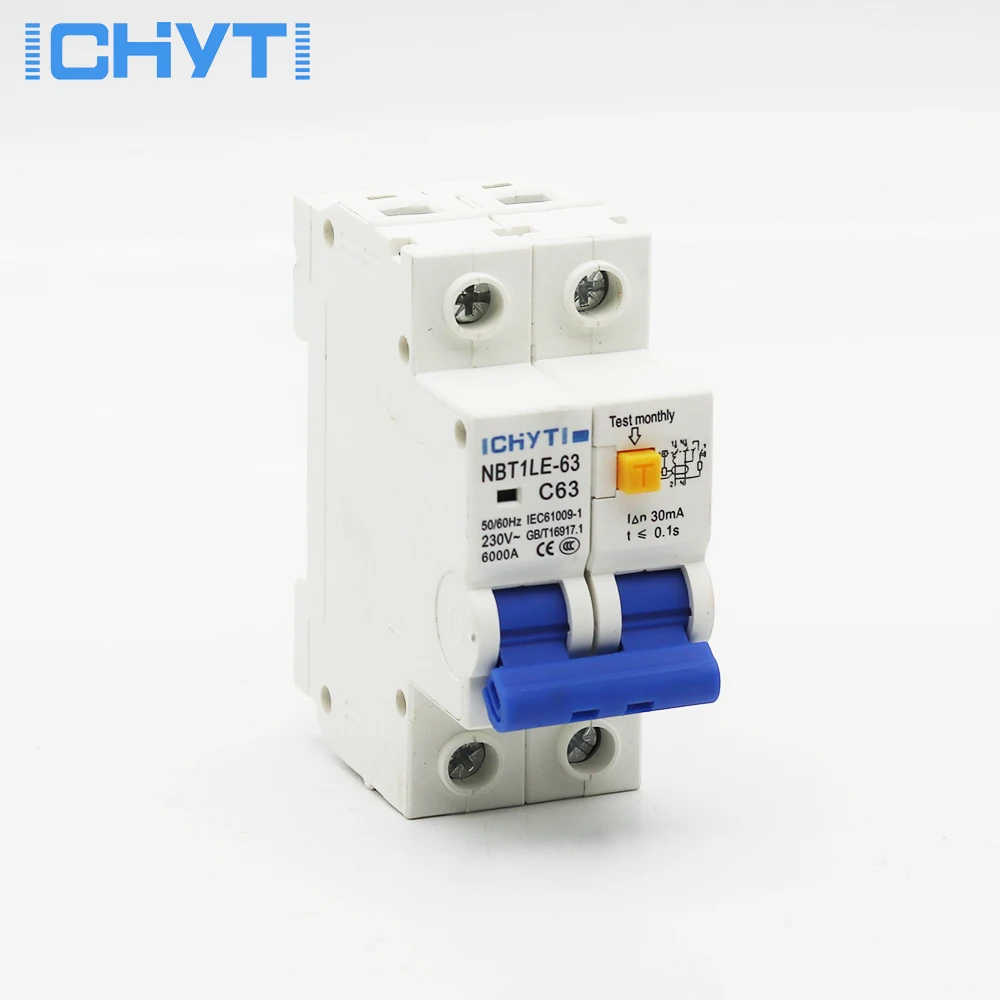 Миниатюрный автоматический выключатель ICHYTI 2P RCD с защитой от протечки 20A 25A 32A 40A 50A