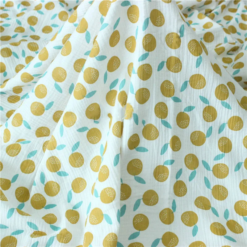 White Fruit Printed Double Cotton Linen Fabric Crepe Seersucker Material For DIY Sewing Patchwork Bedding Blanket | Дом и сад