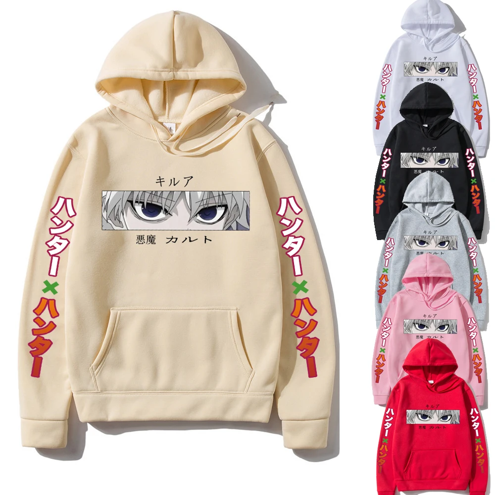 

Женские толстовки Hunter X Hunter толстовки осенний Повседневный пуловер Killua Zoldyck Devil Eye принт 90-х худи в стиле аниме уличные Топы