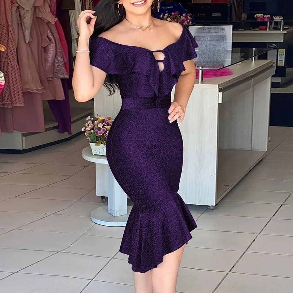 

Роскошное женское платье-Русалка для выпускного вечера, элегантные ассиметричные платья с воротником-лодочкой, женская одежда с открытыми ...