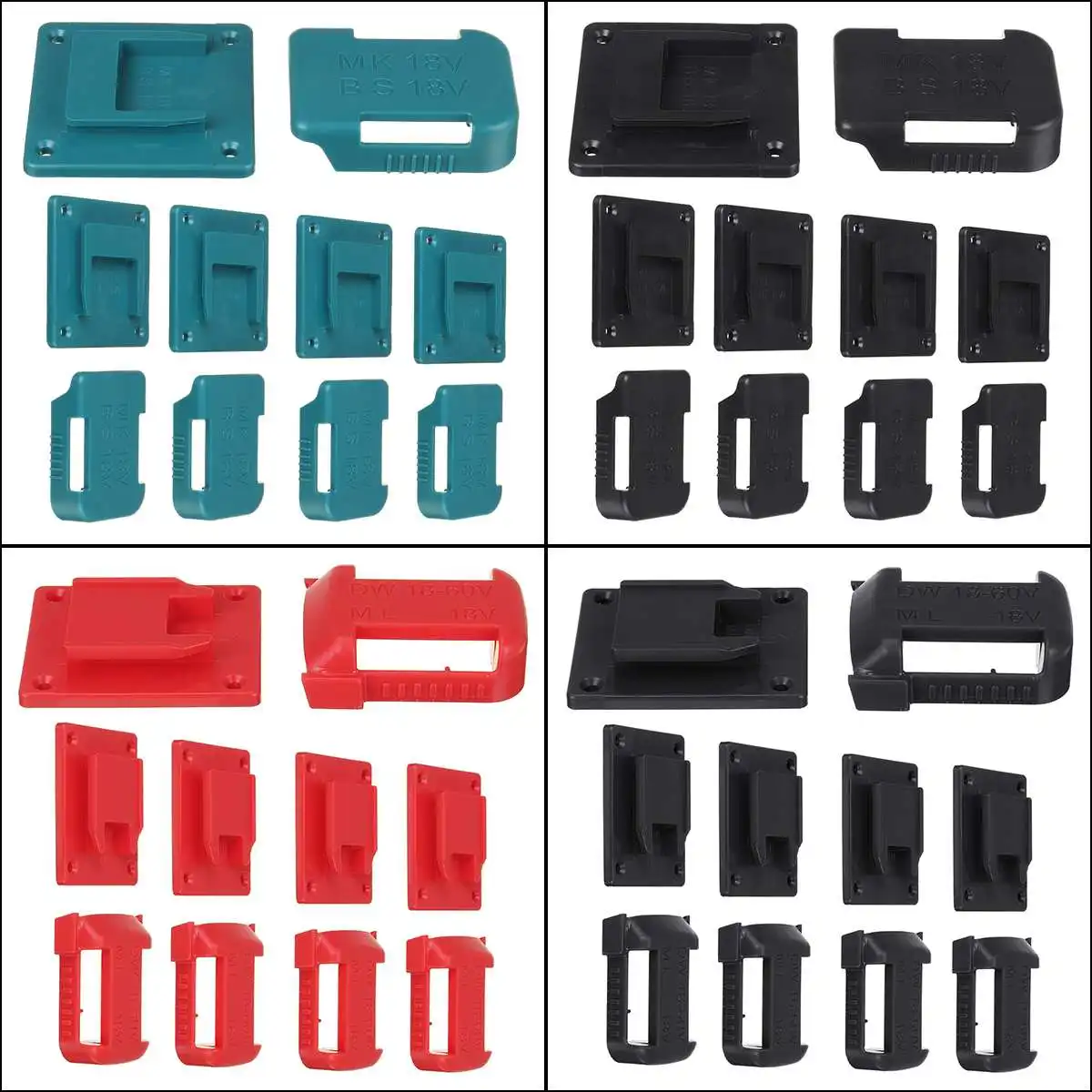 

10Pcs Battery Mounts& Drill Mount For Makita For Bosch For Dewalit For MILWAUKEE Storage Holder Shelf Rack Stand Slots Battery