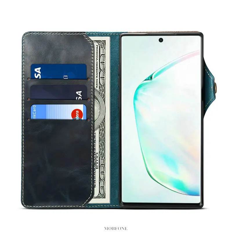 Чехол из натуральной коровьей кожи для samsung Note 10 Plus SM-N975, чехол-бумажник с откидной подставкой для Galaxy Note 10, SM-N970, чехлы