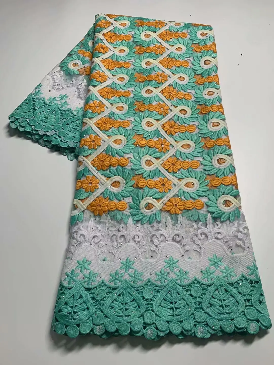 

2021New Design African Lace Fabric For Wedding France Tulle Embroidered Lace Fabric High Quality With stones 5yards/lot