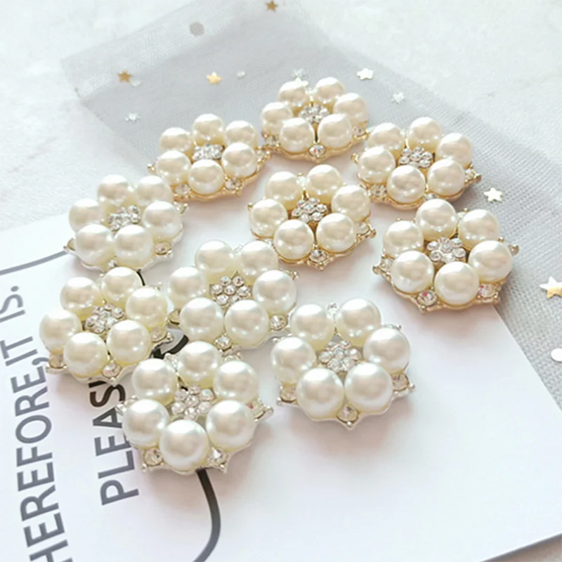 

10Pcs/lot golden silver color hollow pearl flower pendant accessories diy women handmade jewelry hairdressing headwear making