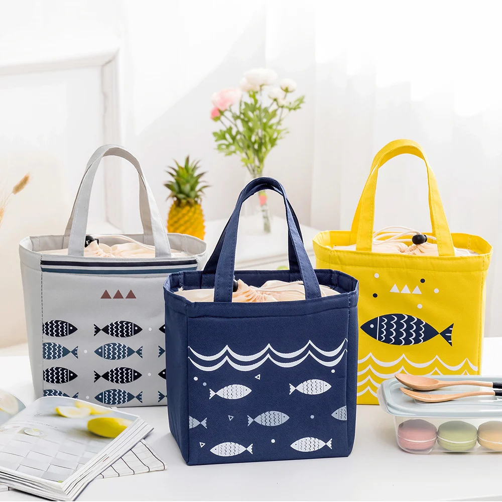 

Portable Belt Mouth Drawstring Lunch Bag Outdoor Aluminum Foil Cold Preservation Bento Bag Thickened Insulation Handbags