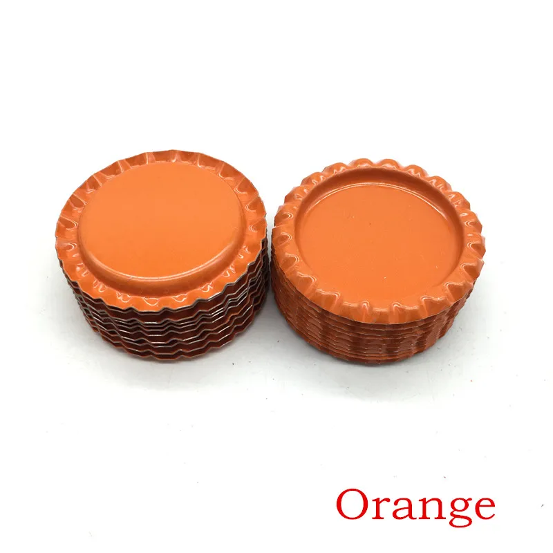 Orange Новое поступление, 24 цвета, с обеих сторон, металлические фланцевые крышки для бутылок без отверстий, плоские крышки для бутылок для ожерелья, украшения для волос - Цвет: Orange