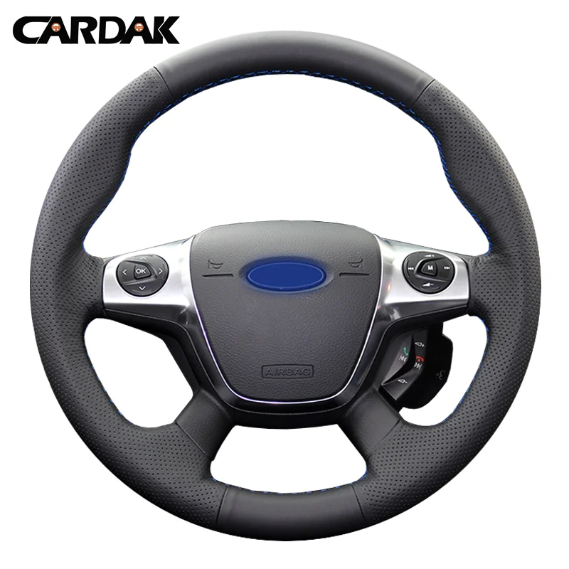 

CARDAK, прошитая вручную кожа Чехол рулевого колеса автомобиля для Ford Focus 3 2012 2013 2014 KUGA Escape 2013 2014 2015 2016