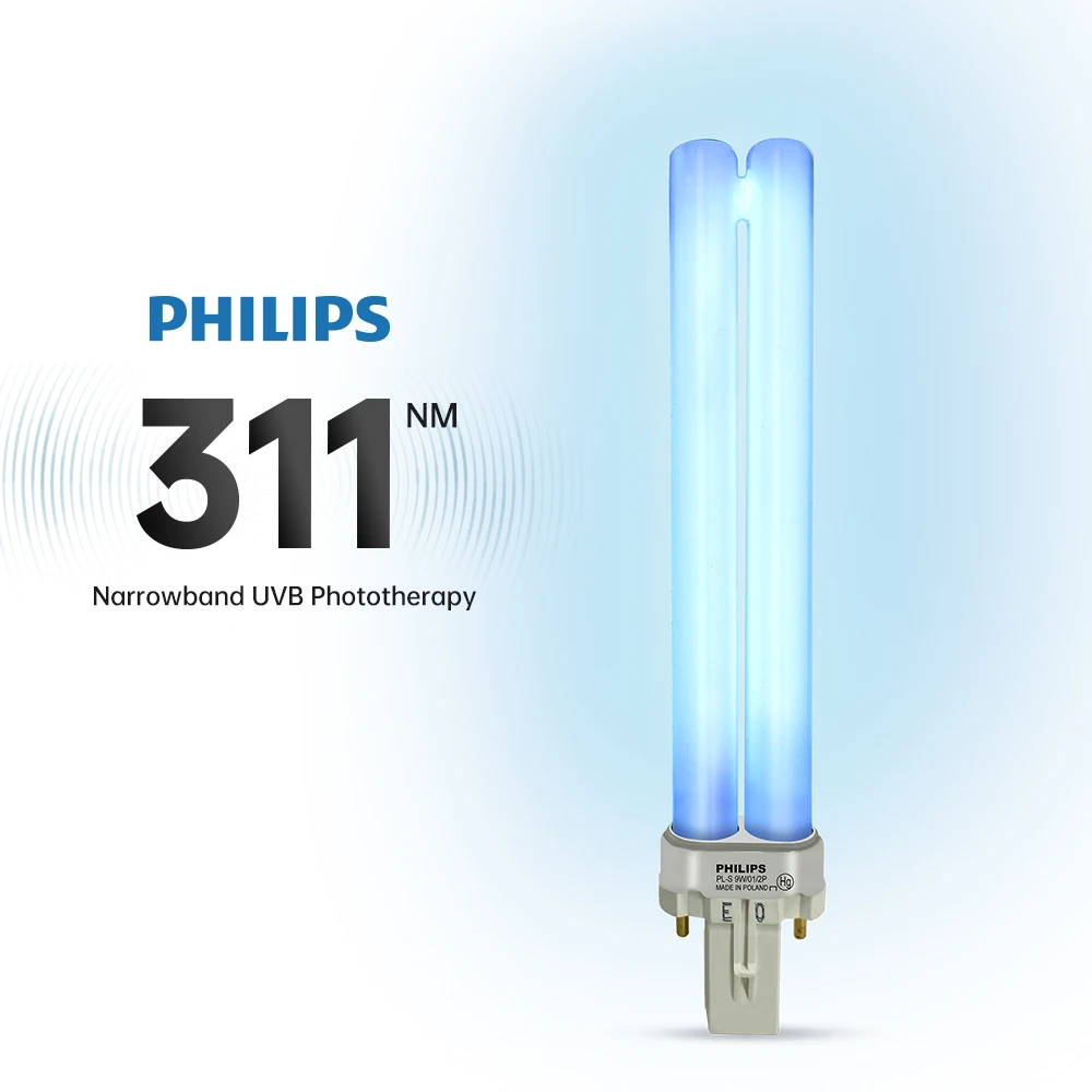 PHILIPS 311NM Ultraviolet Phototherapy Lamp Tube UV Light Bulb UVB Lamp PL-S 9W/01/2P Narrow Band Medium Wave 311nm Suitable