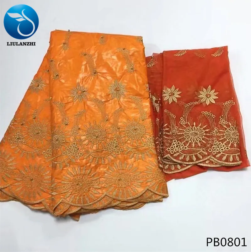 PB0801 LIULANZHI желтый Базен riche getzner хлопок ткань tissu riche ткань жаккардовая парча ткань с бисером 7 ярдов/партия PB08 - Цвет: PB0801